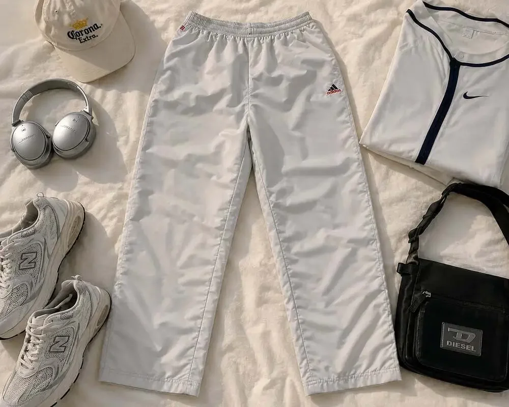 Adidas Basketball Crown Snap Away Track Pants L Y2K Blokecore Gray